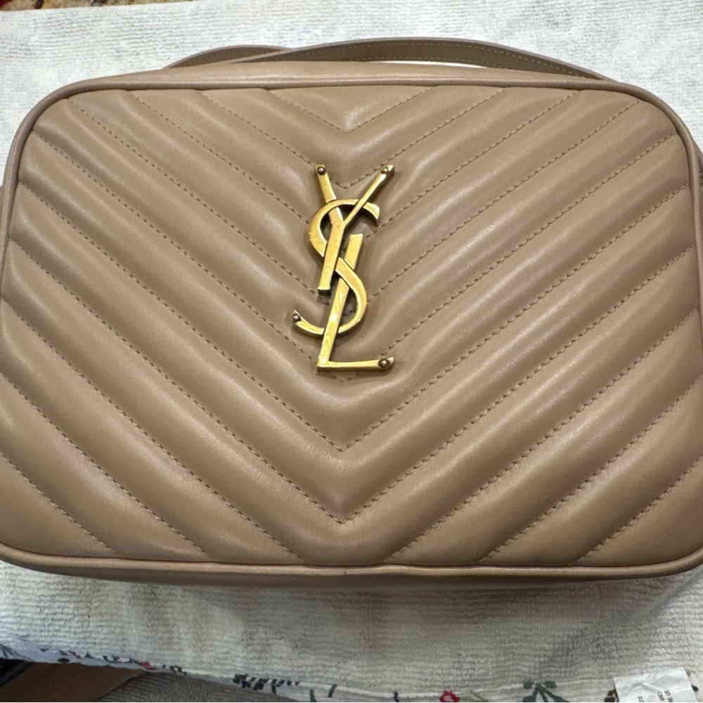 Saint Laurent Lou Leather Camera Bag – Dark Beige – EUC